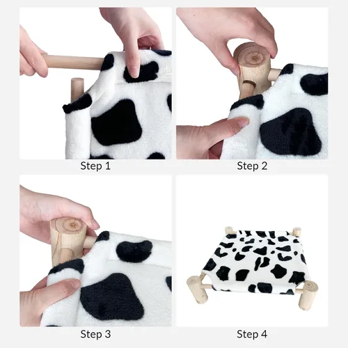 Miniatura 7 de Patas Lague Hamaca para gatos y perros, cama elevada para perros pequeños, cama elevada de madera para gatos y conejos, muebles para todas las Forro