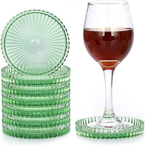 Miniatura 17 de JUXYES Juego de 5 posavasos de cristal tono ámbar redondos, tapetes para tazas de vidrio para bebidas, café, té, vino, posavasos decorativos