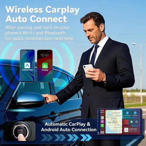 Miniatura 2 de Adaptador Inalámbrico CarPlay 2026 Mejorado para iPhone, 2 en 1 para Apple CarPlay y Android Auto, Convierte Cableado a Inalámbrico, Plug & Play