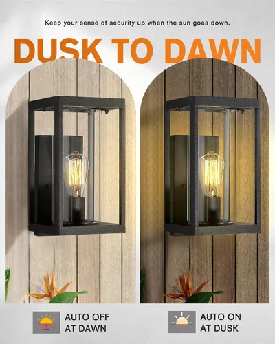 Miniatura 4 de Beionxii Luz de Pared al Aire Libre del Atardecer al Amanecer, Apliques de Pared Exterior Modernos para Porche, Lámpara de Porche, Aluminio Negro 2