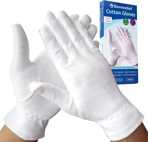 Miniatura 9 de Guantes de algodón para belleza, manos secas, eczema, dermatitis y psoriasis (mediano, 3 pares)
