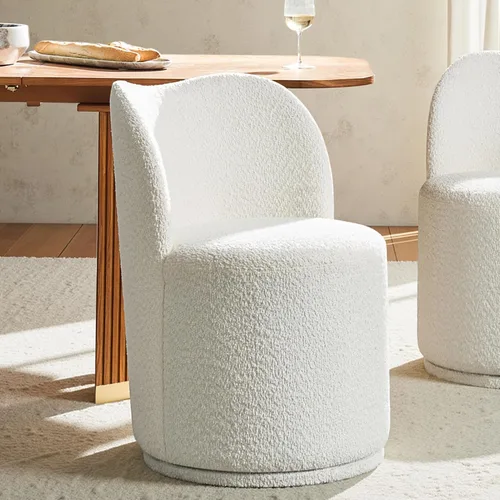 HULALA HOME Boucle Silla de comedor giratoria – Sillas de cocina de barril tapizadas de sherpa con rotación de 360 grados, silla de tocador moderna