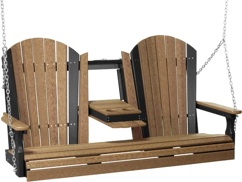 Miniatura 25 de LuxCraft Adirondack - Columpio colgante para porche delantero de 5 pies con consola abatible, asientos hasta 3, banco de columpio de patio al aire