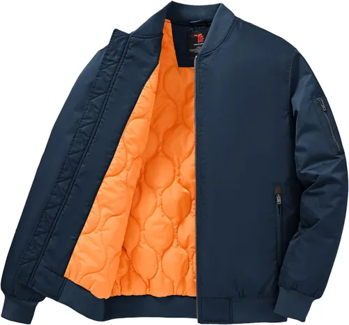 Miniatura 8 de TBMPOY Men's Winter Bomber Jacket Warm Fall Casual Flight Windbreaker Padded Coats Full Zip Stylish Varsity
