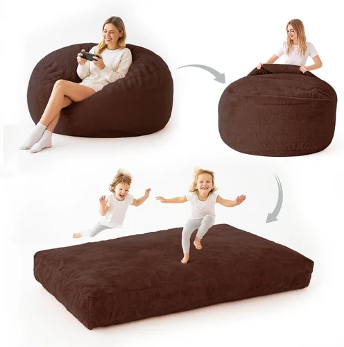 Miniatura 31 de Puf de 3 pies, puf con relleno, espuma viscoelástica altamente resistente, puf redondo de felpa, mueble para sala moderna, silla de lectura de ocio