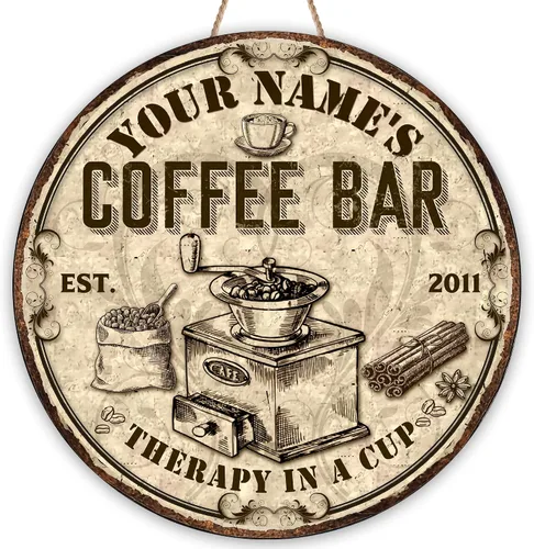 Miniatura 14 de Artsy Woodsy Letrero personalizado de madera para cafetería, placa de pared para decoración de cocina, regalos personalizados para amantes del café