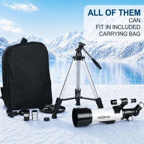 Miniatura 7 de Telescopio para niños y adultos – Telescopio refractor portátil para astronomía con apertura de 70 mm y longitud focal de 500 mm, montura