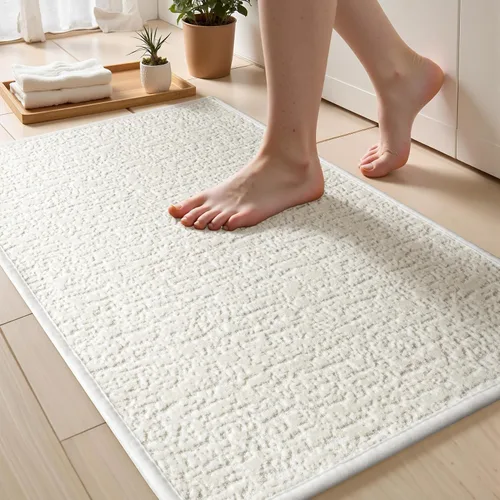 Miniatura 22 de Tapetes de baño antideslizantes delgados para debajo de la puerta, tapetes de baño de secado rápido absorbentes con respaldo de goma trenzado
