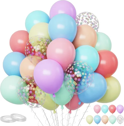 Miniatura 27 de Funhot - Set de globos rosados, 60 globos de látex rosa intenso, 30,5 cm, globos de confeti rosa, globos de fiesta metálicos rosa pastel, helio