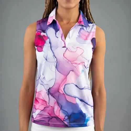 Miniatura 8 de YATTA GOLF Polo de golf sin mangas para mujer, absorbe la humedad, cuello en V, para golf, entrenamiento, golf