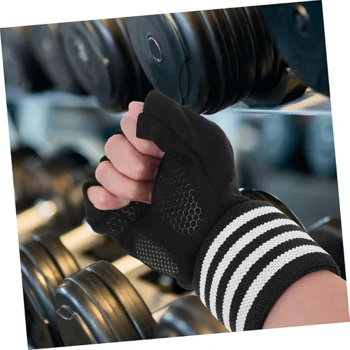 Miniatura 6 de TOYANDONA Guantes de gimnasio antideslizantes de medio dedo para levantamiento de pesas y fitness al aire libre, guantes de ejercicio transpirables