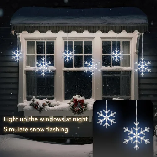 Miniatura 3 de Luces de carámbano de nieve de Navidad, 9 pies, 150 luces LED para cortinas con 10 gotas, 3 hebras conectables, luz de hada de carámbano con efecto