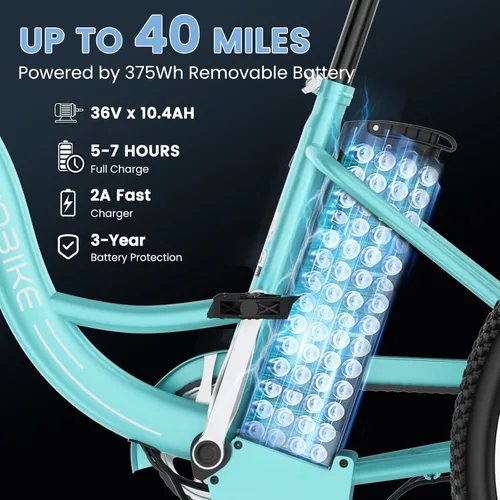 Miniatura 3 de MOONCOOL Triciclo Eléctrico para Adultos 350W/500W 36V/48V Batería Extraíble 20/24/26 Pulgadas 7 Velocidades 3 Ruedas Bicicletas Eléctricas