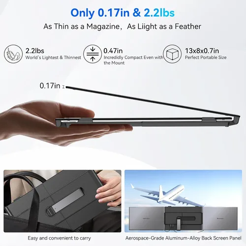 Miniatura 2 de Blackview DCM6 - Extensor de pantalla triple para laptop, pantalla externa portátil 1080P FHD IPS de 14 pulgadas, dos cables USB C de viaje