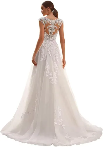 Miniatura 23 de Vestido de novia formal sin tirantes con encaje, largo de sirena para mujer 2019 WD162
