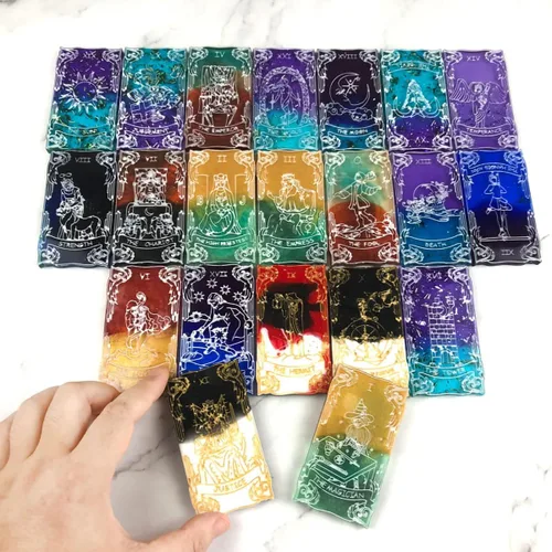 Miniatura 4 de Moldes de resina para cartas de tarot, 22 moldes de arcanos principales para tarjetas de bricolaje, llaveros, joyas