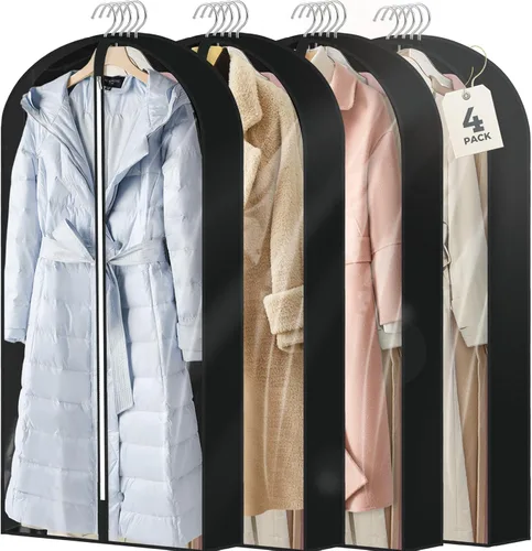 Miniatura 28 de 6 bolsas de ropa de 40 pulgadas para colgar ropa, bolsas transparentes para almacenamiento de ropa, bolsas de ropa para fundas de viaje