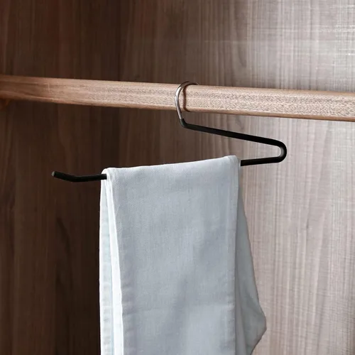 Miniatura 5 de SHIMOYAMA Perchas para pantalones de extremo abierto, paquete de 5, perchas para pantalones de una sola barra, colgador semiabierto para pantalones
