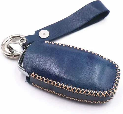 Miniatura 2 de Funda de cuero para llavero de 5 botones para Ford Mustang Explorer Taurus F-150 Fusion Mondeo Edge Lincoln MKZ MKC MKX (azul)