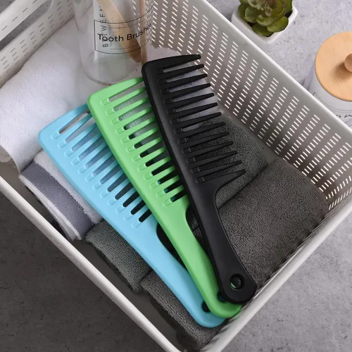 Miniatura 4 de Peine de dientes anchos, peine desenredante grande para mujeres y hombres, cepillo de peinado duradero para tipos de cabello rizado, largo y húmedo