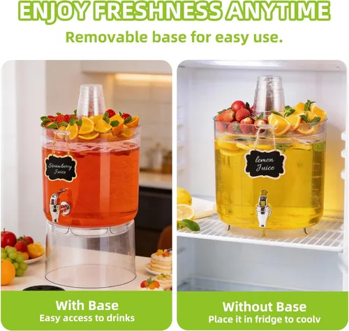 Miniatura 5 de Dispensador de bebidas de 2 galones para fiestas, dispensador de bebidas sin BPA con grifo sin goteo, dispensadores de jugo con soporte, dispensador