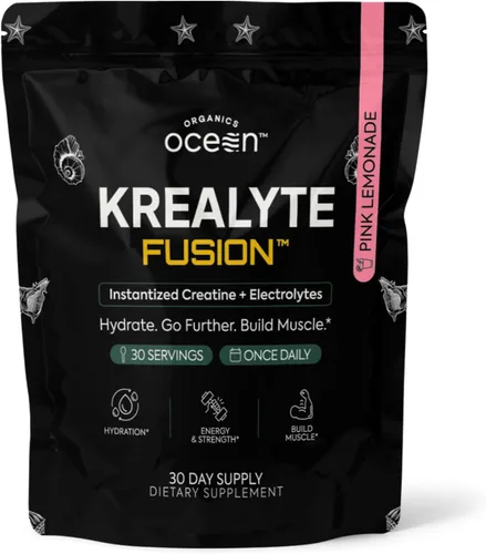Organics Ocean Krealyte Fusion - Monohidrato de creatina instantánea en polvo con electrolitos - Fuerza muscular, resistencia e hidratación -