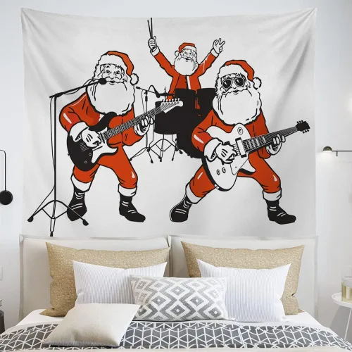 Miniatura 10 de OTOSTAR Tapiz de Navidad con diseño de bola de Navidad, Feliz Navidad y Feliz Año Nuevo, tapiz para colgar en la pared, adornos de Navidad, adornos