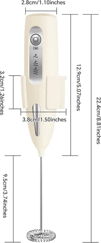 Miniatura 9 de Espumador de leche eléctrico, ajuste de tres velocidades, licuadora de mano inalámbrica recargable por USB con soporte adhesivo incluido, batidor