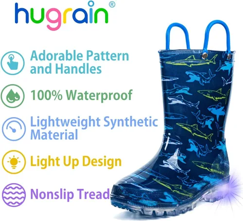 Miniatura 2 de HugRain - Botas de lluvia con luces para niños pequeños