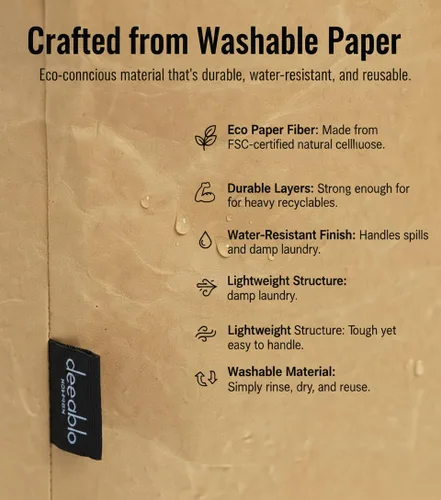 Miniatura 3 de Deeablo New York Bolsa de papel reutilizable sostenible, altamente versátil, lavable para reciclaje, cesta de reciclaje multiusos, bolsa de Marrón