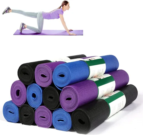 Amylove 12 alfombrillas de yoga a granel de 68 x 24 x 0.12 pulgadas, antideslizantes, para mujeres y hombres, entrenamiento en casa, gimnasio, yoga