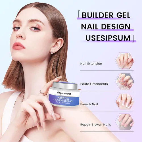 Miniatura 4 de Gel constructor de gel duro para uñas, fuerte y duradero, esculpir en 3D nude para extensión de uñas, 2 onzas (transparente y nude, 1 onza x 2)