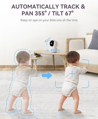 Miniatura 5 de Comfyer Monitor híbrido de video sin WiFi y WiFi inteligente para bebés, pantalla dividida de 5 pulgadas 1080P y control de aplicación de cámara 2K