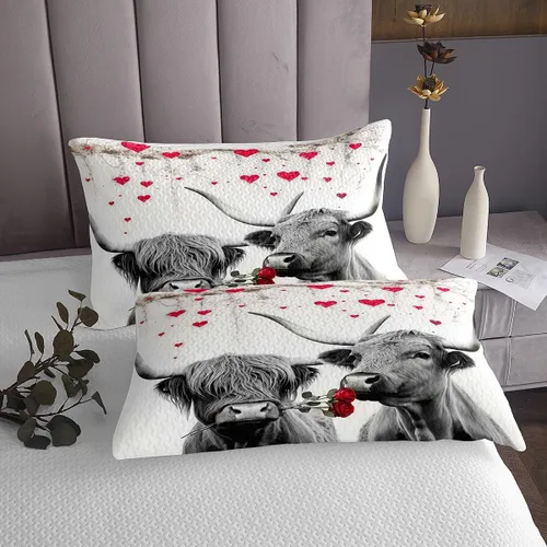 Miniatura 4 de Erosebridal Colcha romántica con diseño de vaca, diseño de corazón rojo, árbol de San Valentín, diseño de árbol de San Valentín, diseño floral