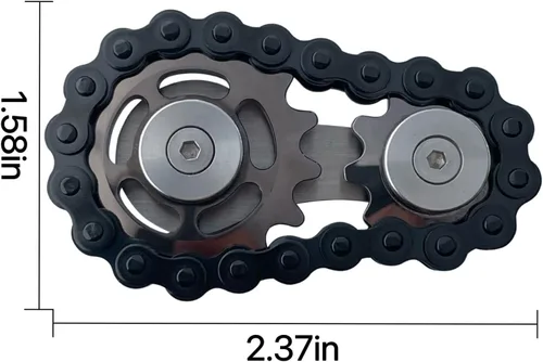 Miniatura 6 de Juguete giratorio para ansiedad con cadena de piñón de metal, juguete para ansiedad para aliviar el estrés y la ansiedad, engranajes de cadena