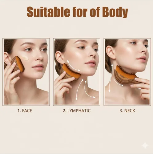 Miniatura 6 de Cepillo facial de contorno linfático, cepillo de drenaje facial linfático, suave, orgánico, reduce la hinchazón, mejora la piel y el resplandor, 1pcs