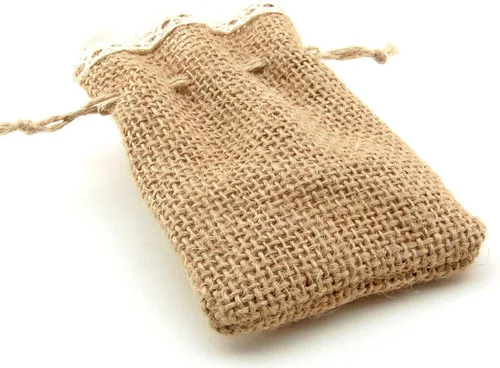 Miniatura 3 de Summer-Ray - 20 mini bolsas de arpillera con encaje de ganchillo y cordones (3.5 x 2.4 pulgadas)