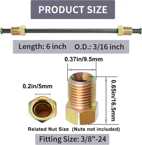 Miniatura 2 de MuHize Kit de Línea de Freno de Ajuste Directo - Tubería PVF de 6" con 6 Conexiones y Uniones a Prueba de Fugas Abocinados Dobles Invertidos