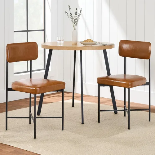 Miniatura 4 de Best Choice Products Juego de 2 sillas de comedor de piel sintética, altura estándar, cojines acolchados con marco de metal para cocina y comedor