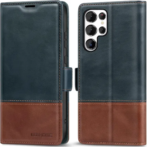 Miniatura 24 de KEZiHOME Funda para Galaxy S23 Ultra, de cuero genuino [bloqueo RFID], funda tipo cartera, ranura para tarjetas con tapa magnética y soporte