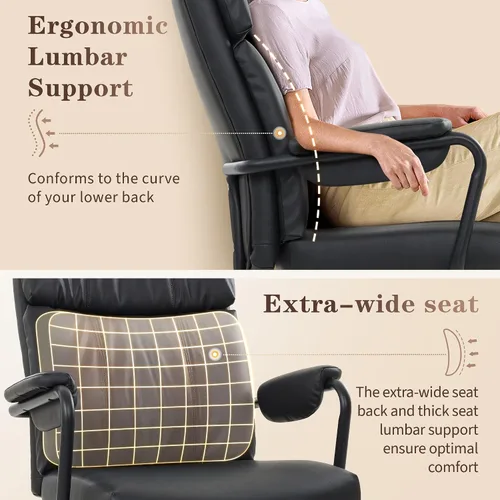 Miniatura 6 de IWMH Silla de escritorio de oficina en casa, cómoda silla ergonómica de mediados de siglo moderna de tela de piel sintética con soporte lumbar