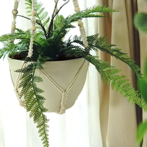 Miniatura 6 de Bouqlife Perchas para plantas de macramé de 43 pulgadas, grandes para macetas de hasta 12 pulgadas, extra largas con ganchos de lazo resistentes