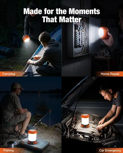 Miniatura 4 de THORFIRE - Linterna de campamento de manivela de mano, 2 unidades, luz LED plegable 2 en 1 recargable por USB, supervivencia de emergencia por