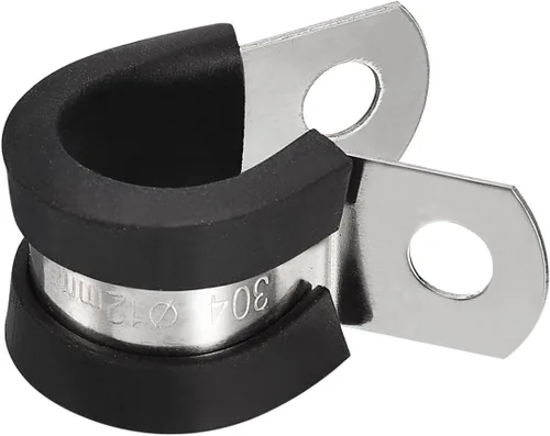 Miniatura 4 de uxcell Abrazadera de cable de 1/2 pulgada (0.472 in) de acero inoxidable 304 Abrazadera aislada acolchada de goma de acero inoxidable en forma de R