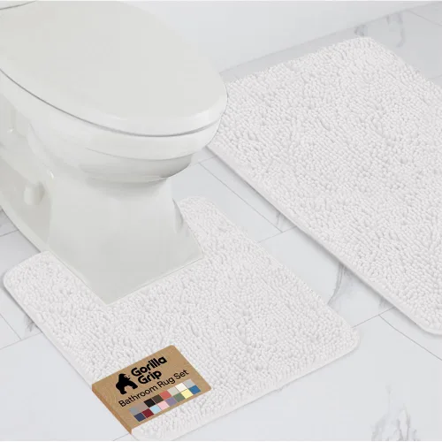 Miniatura 52 de GORILLA GRIP - Juegos de alfombras de baño, juego de 2 alfombras de chenilla suave, alfombra base para inodoro y alfombra de 30 x 20, alfombras Negro