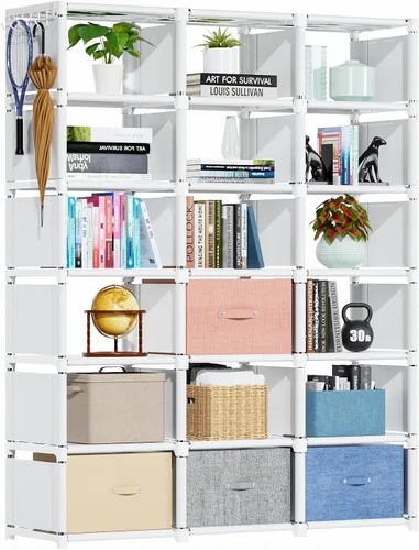 Miniatura 18 de Mavivegue Estante para Libros, Organizador de Almacenamiento de 9 Cubos, Estantería de Bricolaje, Estantería de Cubos de Metal, Estantería Alta