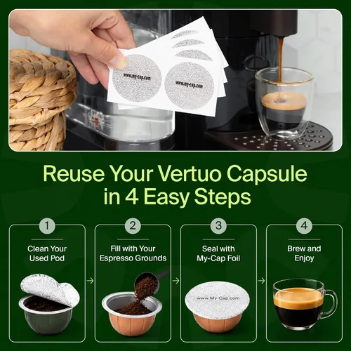 Miniatura 3 de My-Cap Sellos de aluminio para cápsulas Nespresso Vertuo - Tapas de aluminio reutilizables para prolongar la vida útil de las cápsulas Nespresso