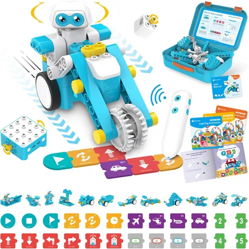 WhalesBot B3 Pro Kit de Robot de Programación 24-en-1 STEM Juguetes para Niños 4+, Lápiz Inteligente Avanzado y Tarjetas de Programación, Juguetes