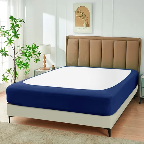 Miniatura 10 de Biscaynebay - Cubierta decorativa para somier tamaño Twin y Twin XL, falda de cama elástica de punto de jersey negro de lujo, envoltura de 4 lados