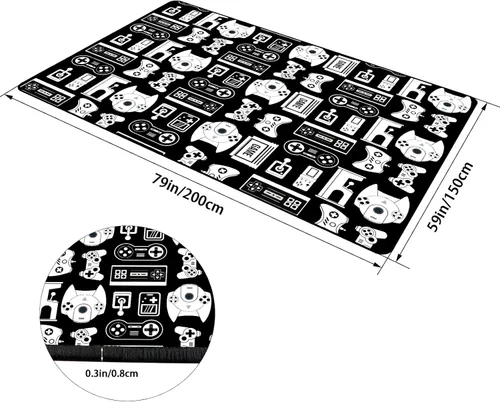 Miniatura 2 de Alfombra de Juego para Adolescentes Varones con Decoración de Controlador de Juegos, Alfombras de Videojuegos para Dormitorio de Niños, Sala